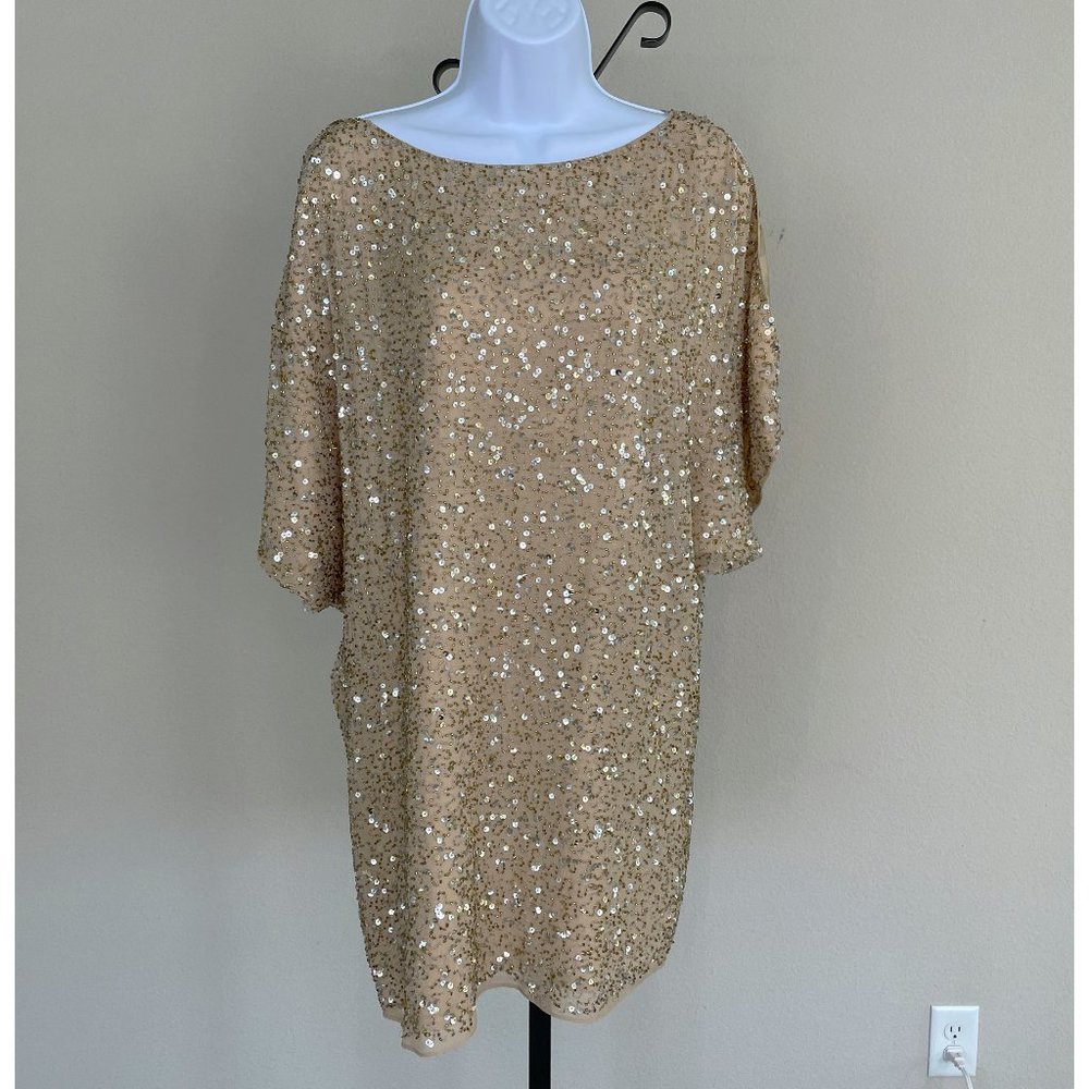 Aidan Mattox sequin cold shoulder shift dress - size 4
